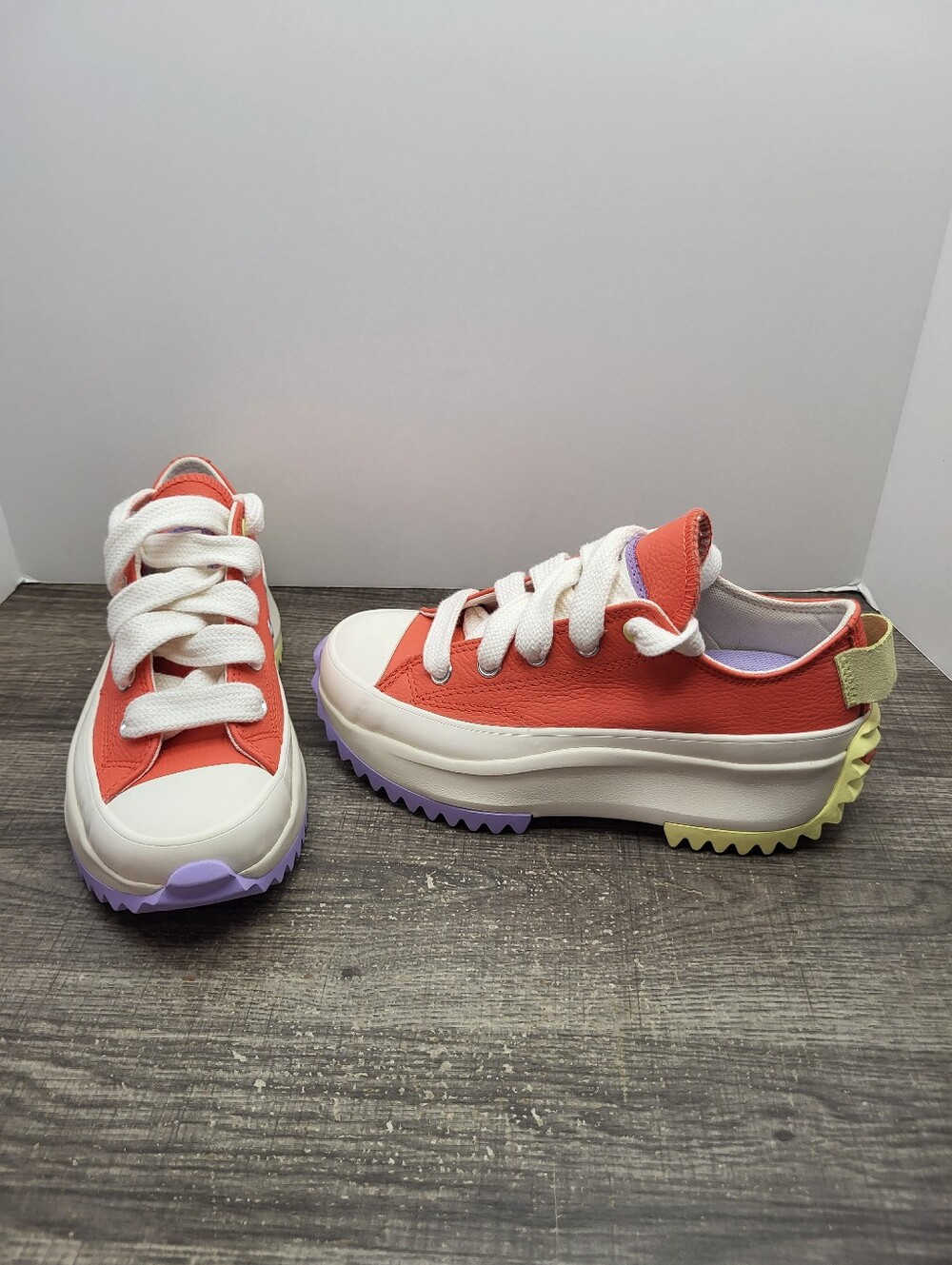 Converse Run Star Hike Platform Color Pop Shoes Orange Leather Women's Size 5.5